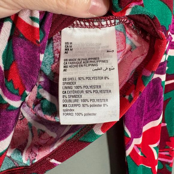 Bar III Womens Red & Purple Floral Cross Front Hem Crop Top - Size Medium - Bold - Picture 5 of 6